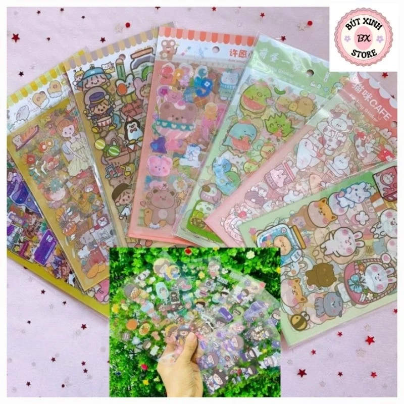 Bộ 6 Tấm Sticker Trong Dễ Thương Chọn Mẫu