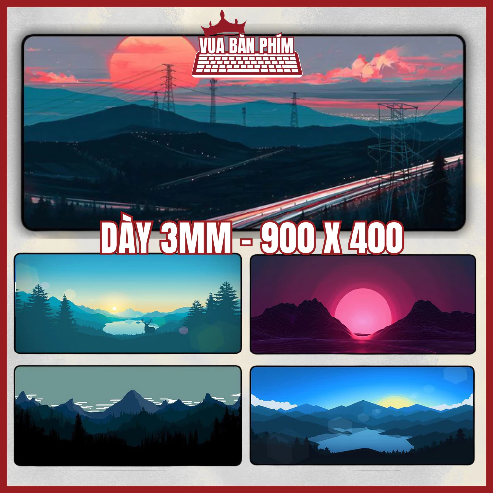Tấm lót chuột cỡ lớn , desk pad 90x40cm, dày 3mm phong cảnh, công nghệ in HD,chống nước, chống trượt, di chuột êm