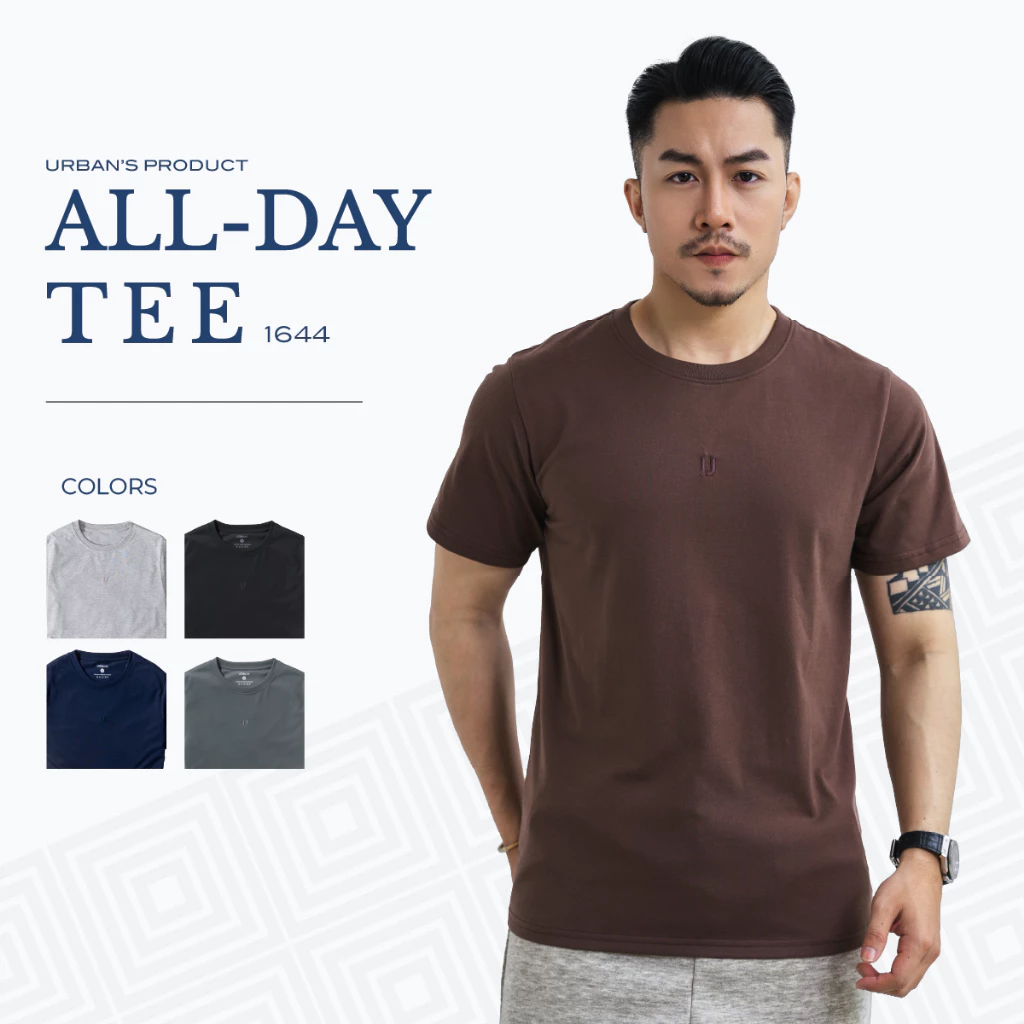 Áo Thun Nam URBAN Vải COTTON Mềm Mịn Co Giãn Tốt, Áo Phông Cộc tay Cổ Tròn Phom Slim Basic NO.1844