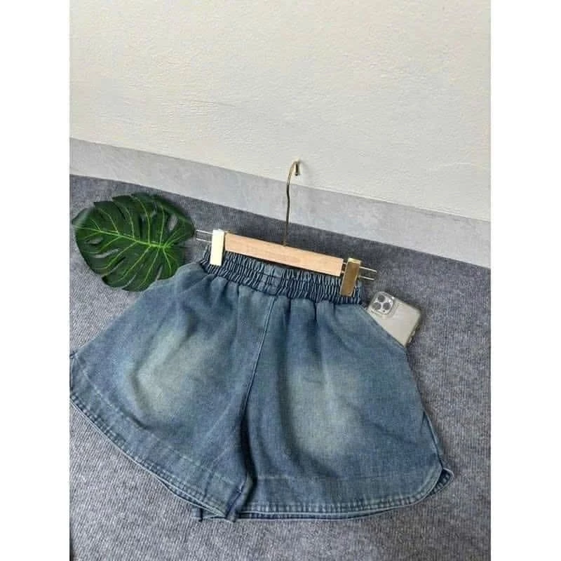 Quần Short Jean Thổ Cạp Chun Lưng Cao Nữ Mềm Mịn, Quần Đùi Bò Thổ Cao Cấp