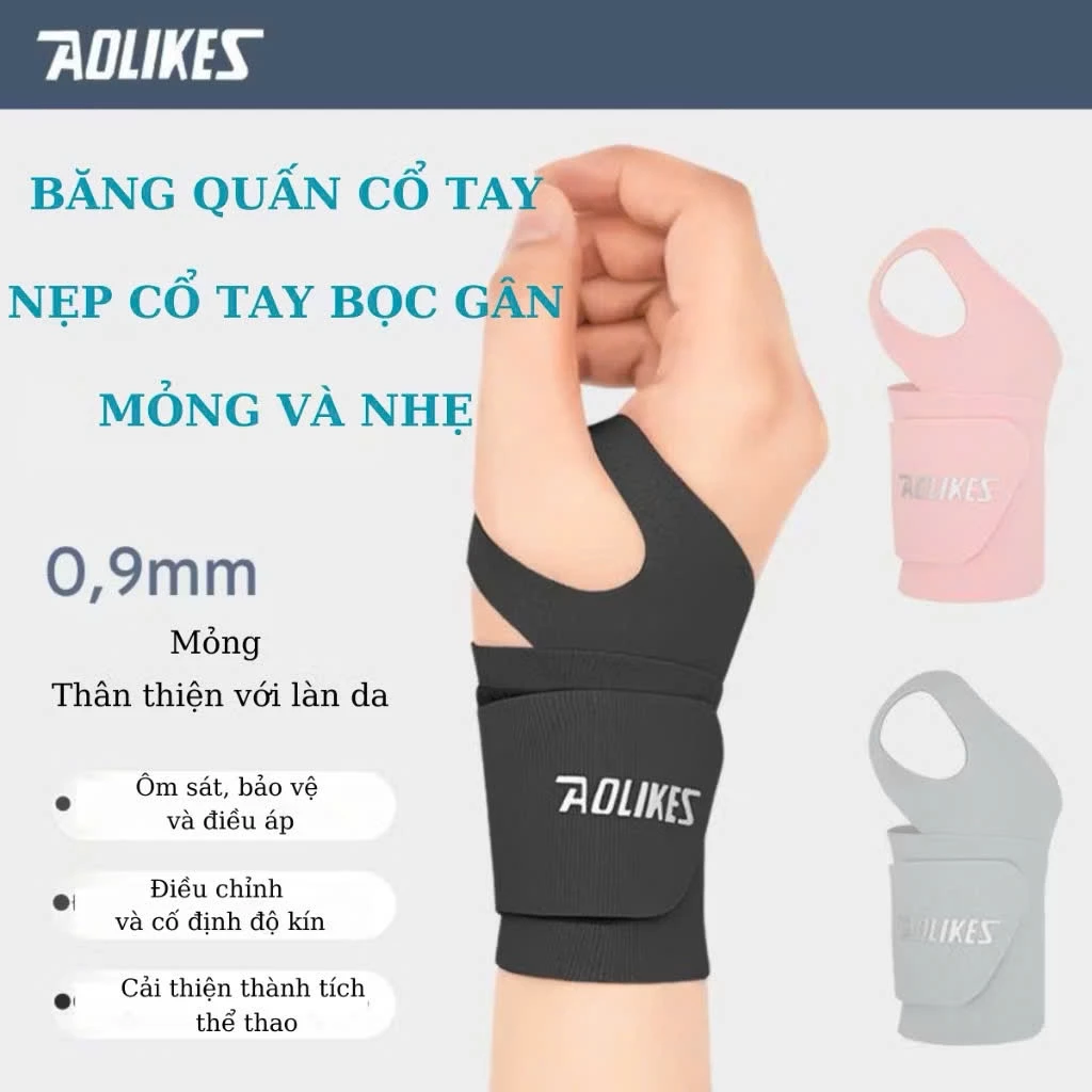 Băng quấn Cổ Tay Aolikes SIÊU MỎNG  Hỗ Trợ Giảm Đau Pickleball, Bóng Rổ, Gym, Yoga ( 1 Chiếc) AL7935