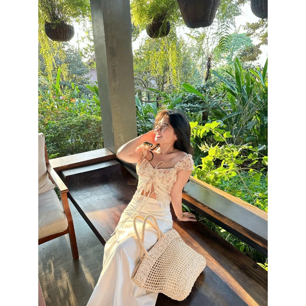 Áo Hoa Tay Bèo Vintage Xẻ Tà [Một Mẩu House]