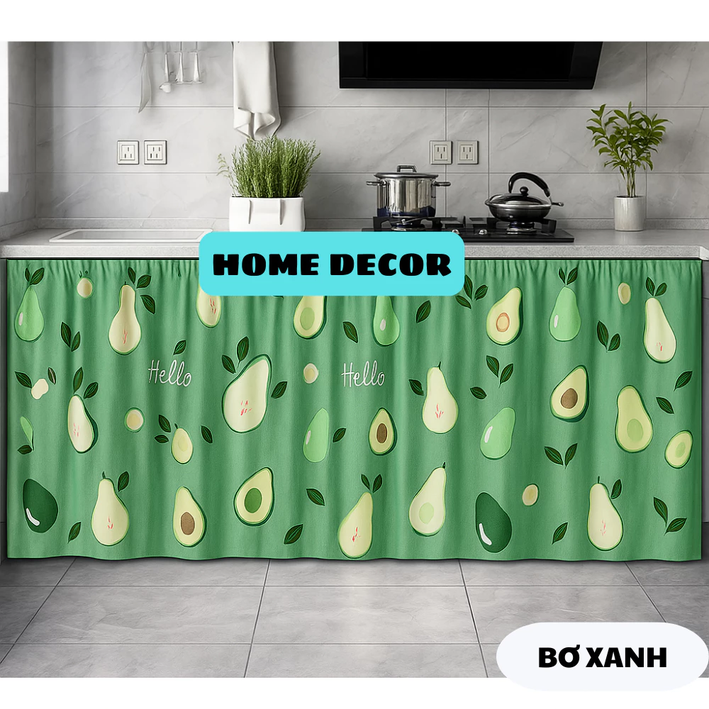 Rèm dán bếp, dán tủ kệ HOME DECOR chống bụi, trang trí nhà cửa vải poly mềm nhẹ nhiều hoạ tiết