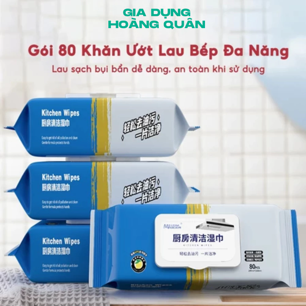 Gói Khăn Giấy Ướt 80 Tờ DIDOOGLT Lau Bếp Sạch Dầu Mỡ Lau Bàn Đa Năng Tiện Lợi