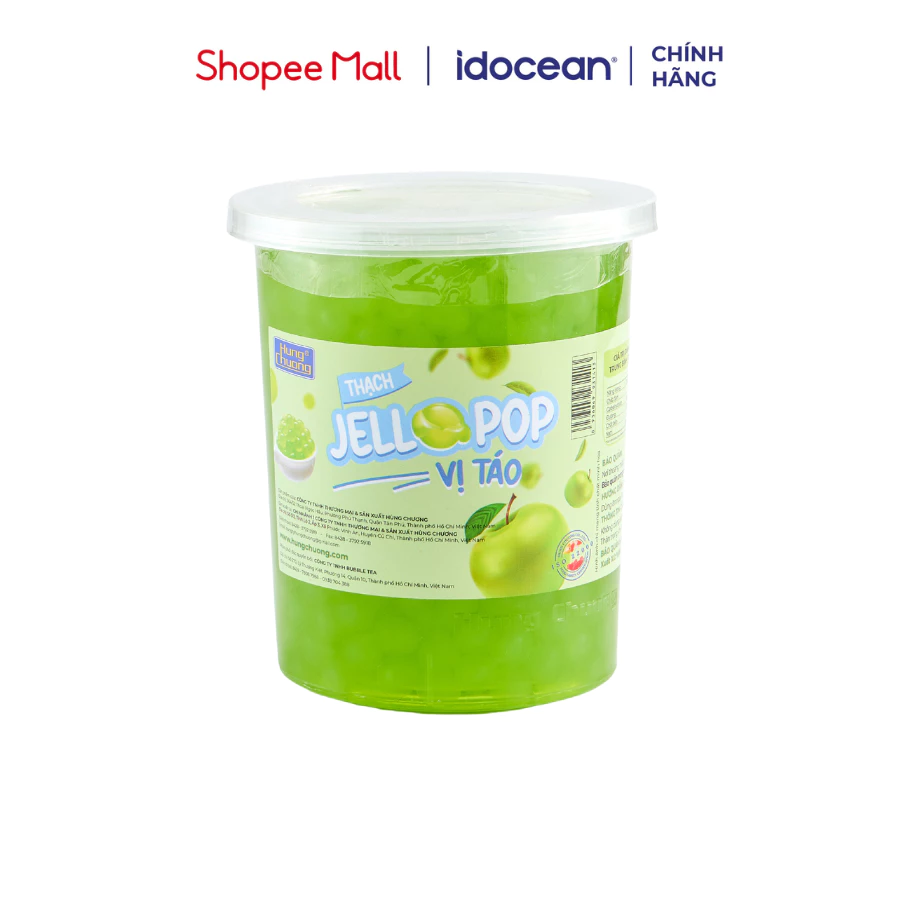 Thạch Jello Pop Vị Táo Hùng Chương 1kg (Thạch trái cây, topping trà sữa, trà trái cây, dễ bảo quản, dễ pha chế)