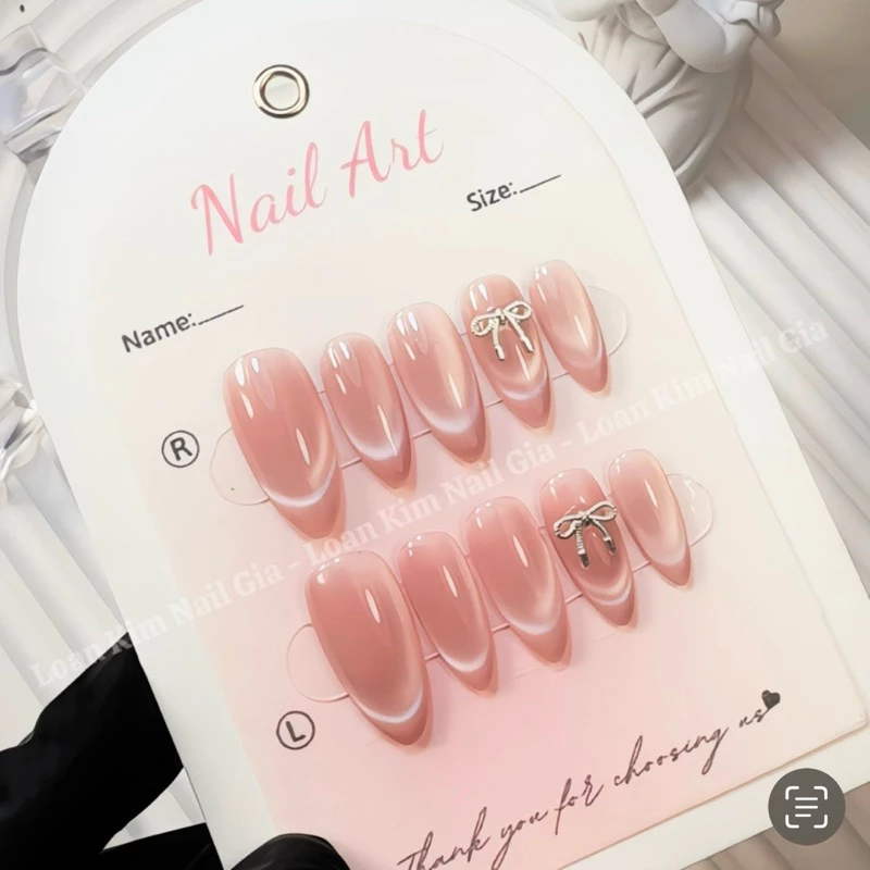 A69-Nail Mắt Mèo Thạch Hồng thiết kế shop loan kim nail giả nail box gắn charm mẫu mới chơi lễ đi du lịch hè 2026