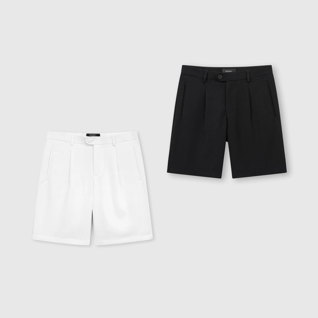 Quần short ROWAY, vải chéo hàn co giãn nhẹ, form regular | Short âu