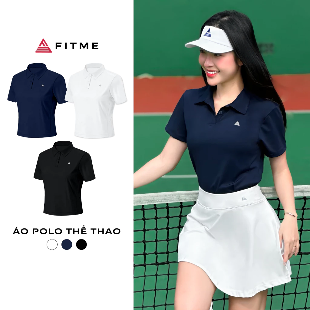 Áo polo tập pickleball tennis nữ Fitme GOC chất liệu thể thao co giãn thoáng khí chống tia UV APLT02