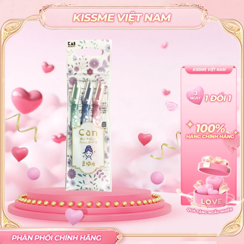 Dao Cạo Lông Mày Cán Nhựa Lưỡi Dao Thép Không Gỉ Kai 17827 For Women ( Set 3 Cây)