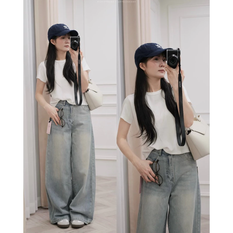 [Steezy] Áo phông BABY TEE thun cotton viền nhún thêu nơ nhỏ form vừa, áo thun nữ mùa hè, áo phông cộc tay - P1201