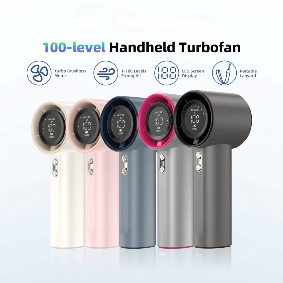 Quạt Turbo Jet 4000 mAh có thể sạc lại, cầm tay, di động, gió mạnh, tốc độ cao 100 cấp độ gió