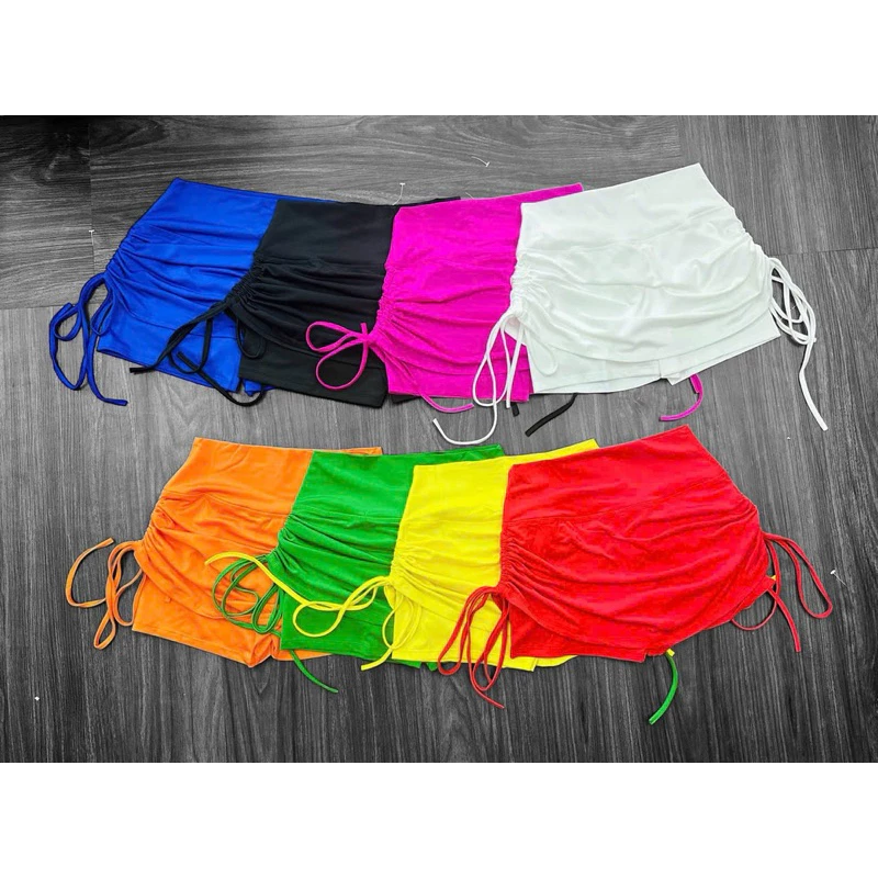 Quần váy thể thao rút dây 2 bên 2 lớp tập gym yoga nữ cap cao co giãn ôm dáng che khuyết điểm