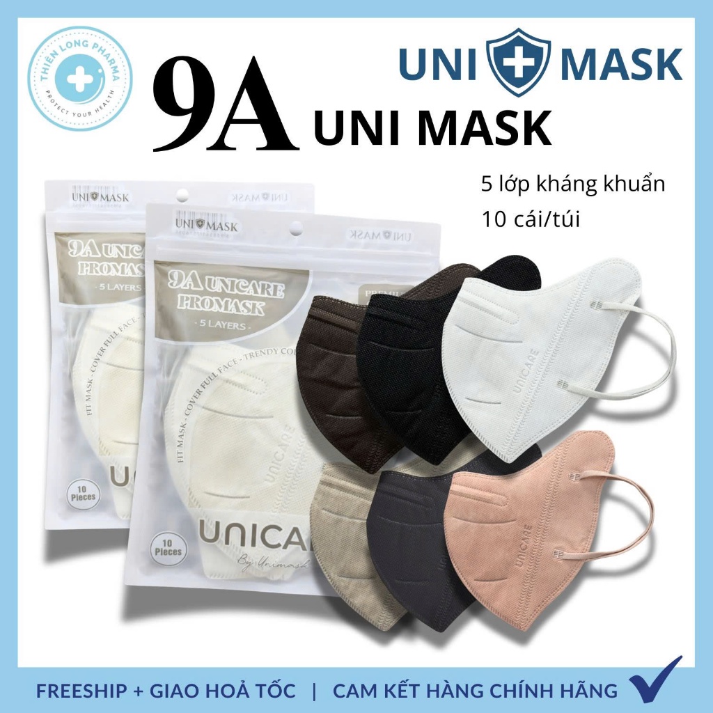 Khẩu trang 9A UNICARE [ SET 100 Cái] 5 lớp dày chống nắng, tia uv kích thước…