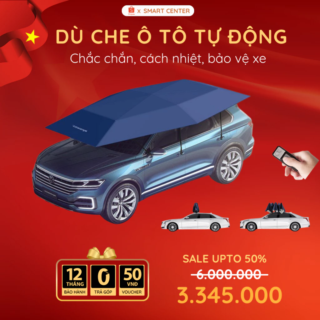 Mái Che Ô Tô Cao Cấp Tự Động Gấp Gọn KAW, Che Nắng Mưa Xe Hơi, Cách Nhiệt, Chống Nắng, Chống Tia UV