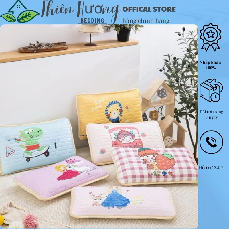 Gối trẻ em cao su non in hình 5D kích thước 30x50cm , Gối cho bé mang đi học - Thiên Hương bedding