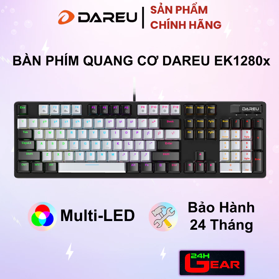 Bàn phím cơ Dareu EK1280X Đen Multiled - ( Blue , Brown , Red Switch )