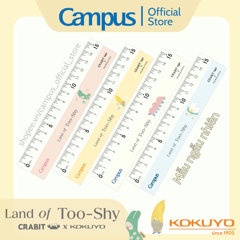 Thước Kẻ Acrylic Siêu Bền Tránh Xước 15cm Nhỏ Gọn Land of Too-Shy Series Chính Hãng Campus