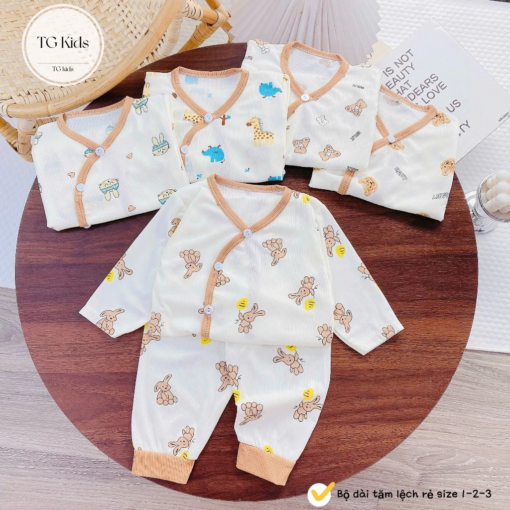 (MS271)Bộ cho bé sơ sinh dài tay chất liệu tăm lạnh siêu dễ thương