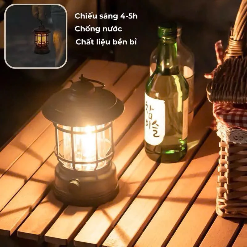 Đèn Bão Đi Cắm Trại, Đèn Dã Ngoại Du lịch Dùng Pin Sạc USB Tích Điện , Có Thể Dùng Để Trang Trí