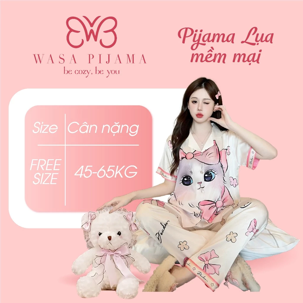[LABUBU] Set Bộ Pijama Đồ Bộ Mặc Nhà Labubu Chất Liệu Lụa Cát Tay Cộc Quần Dài Siêu Hót Siêu Mềm Mịn