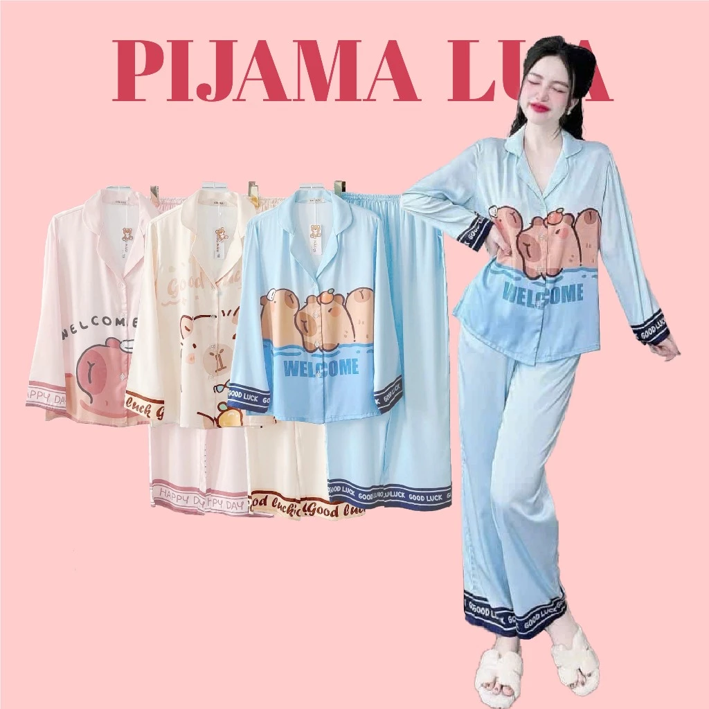 [ 25 Mẫu ] Bộ ngủ nữ pijama quần dài tay dài mặc nhà chất lụa cát mặc nhà thoải mái mềm mịn in 5D