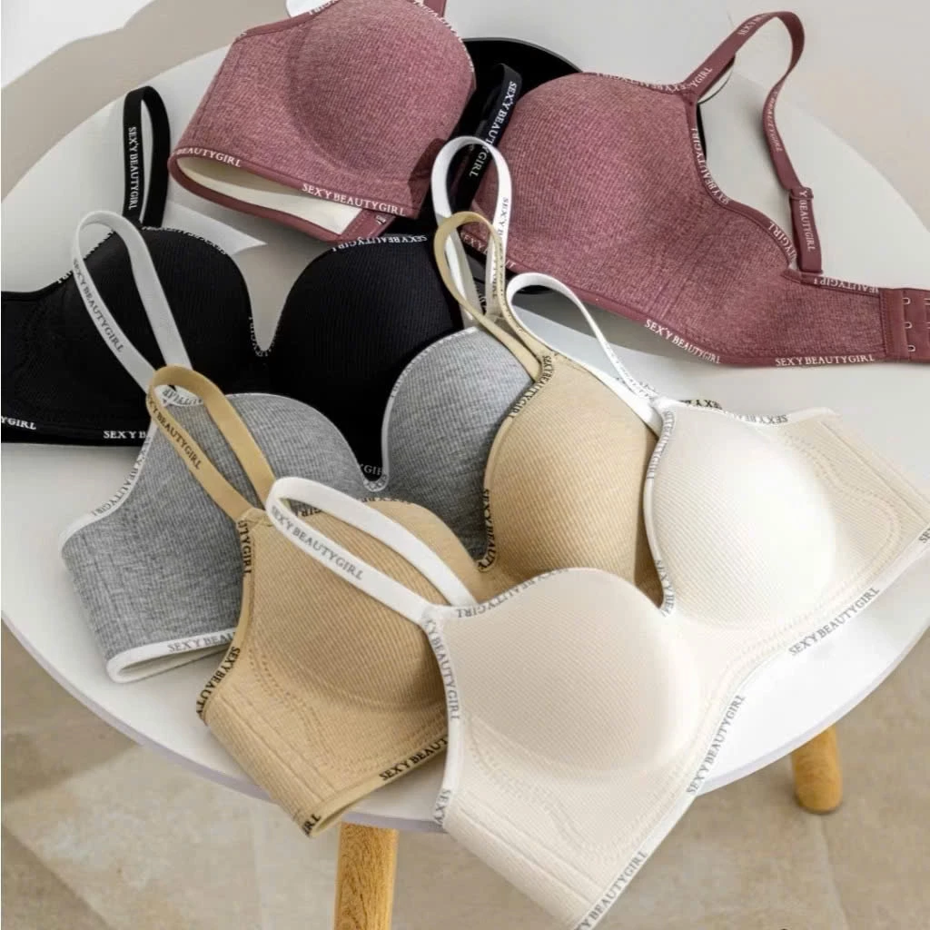 Áo lót nữ đệm dày nâng ngực cotton viền chữ Beautygirl 4802