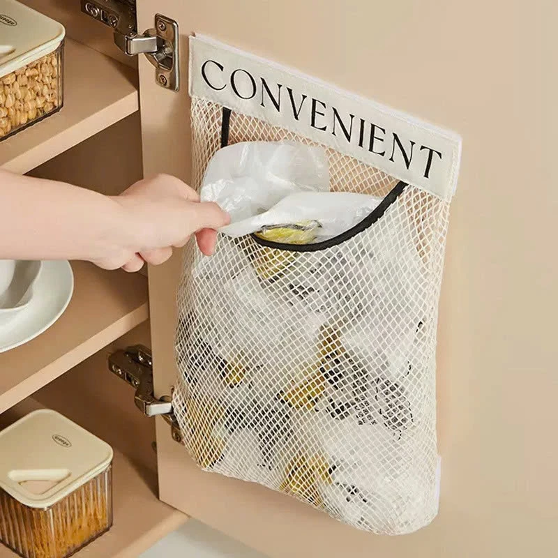 Túi Lưới Đựng Hành Tỏi Khô Dán Tường, Túi Đựng Bao Nilon, Giỏ Đựng Tất Vớ Đồ Lót Treo Tường, Giỏ Lưới Đựng Đồ Đa Năng