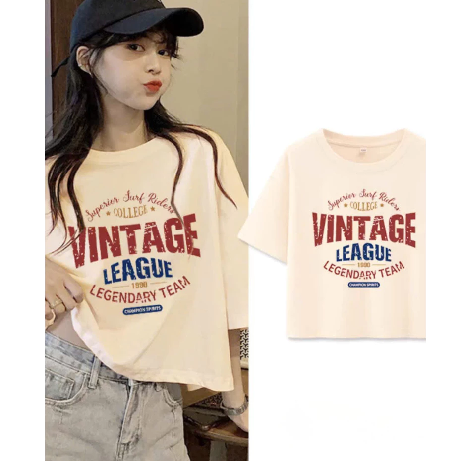Áo thun nữ croptop in hình Menina, áo croptop nữ chất cotton dáng lửng thời trang.