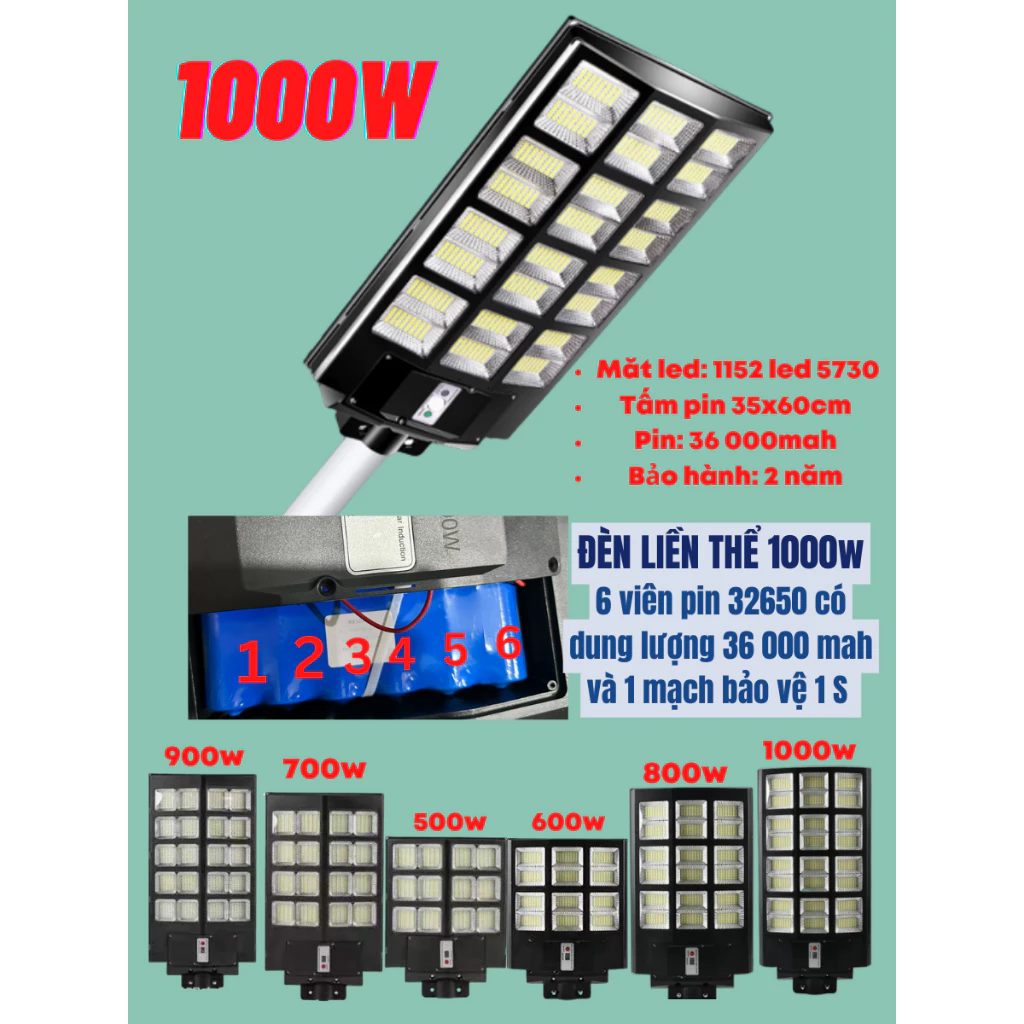 Đèn Năng Lượng Mặt Trời liền thể kép 1200w,1000w, 800w, 700W,400W,300W,Cảm Biến Chuyển Động