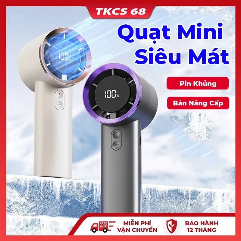 Quạt mini  M2 cầm tay 5000mAh di động có thể sạc gió mạnh 100 tốc độ turbo phản lực màn hình hiển thị pin
