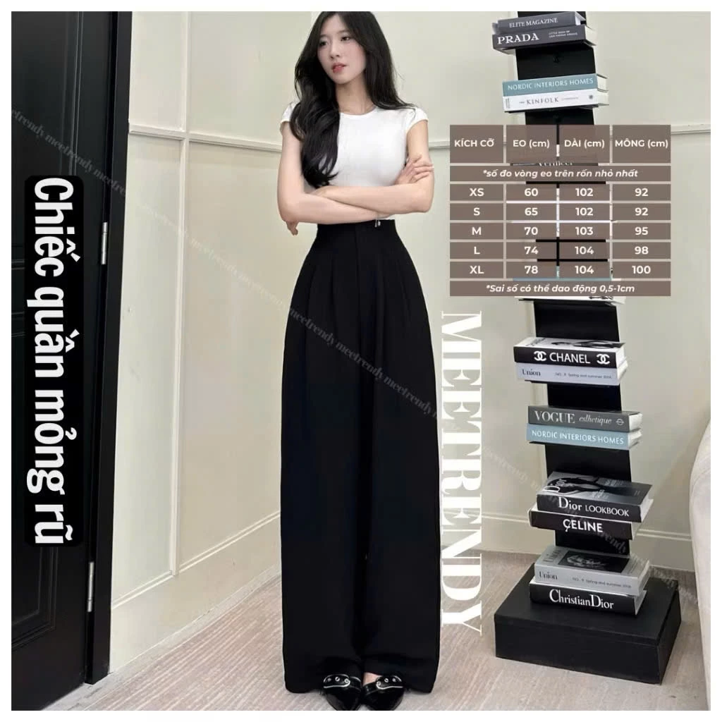 QUẦN VẢI GOL NHẬT DÀI SUÔNG KHÓA SƯỜN CẠP CAO TÔN DÁNG D6891-D369