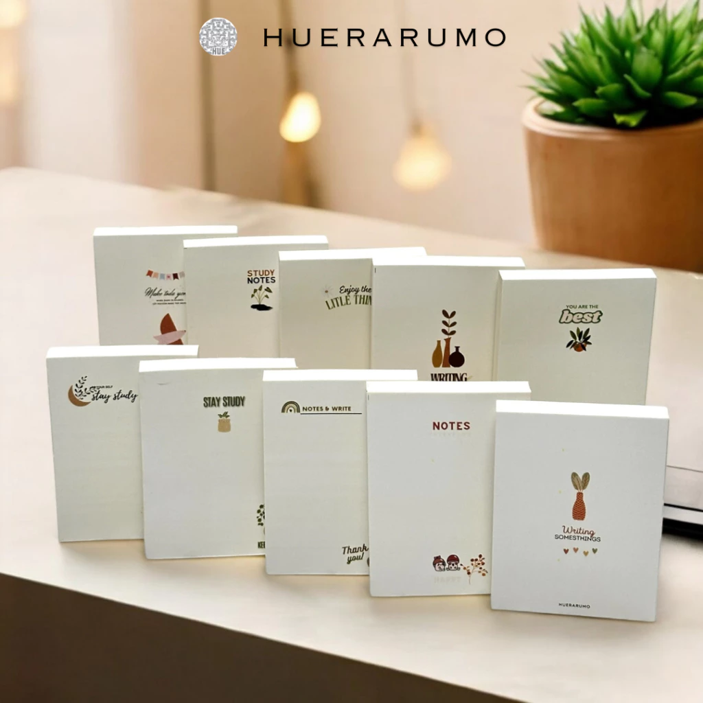 Sổ Notes Mini Huerarumo 6x8cm, 120 Trang, Giấy 100gsm Chống Loá, Giao Ngẫu Nhiên, Sổ Ghi Chú Mini  Kẻ Ngang, Chấm, Caro