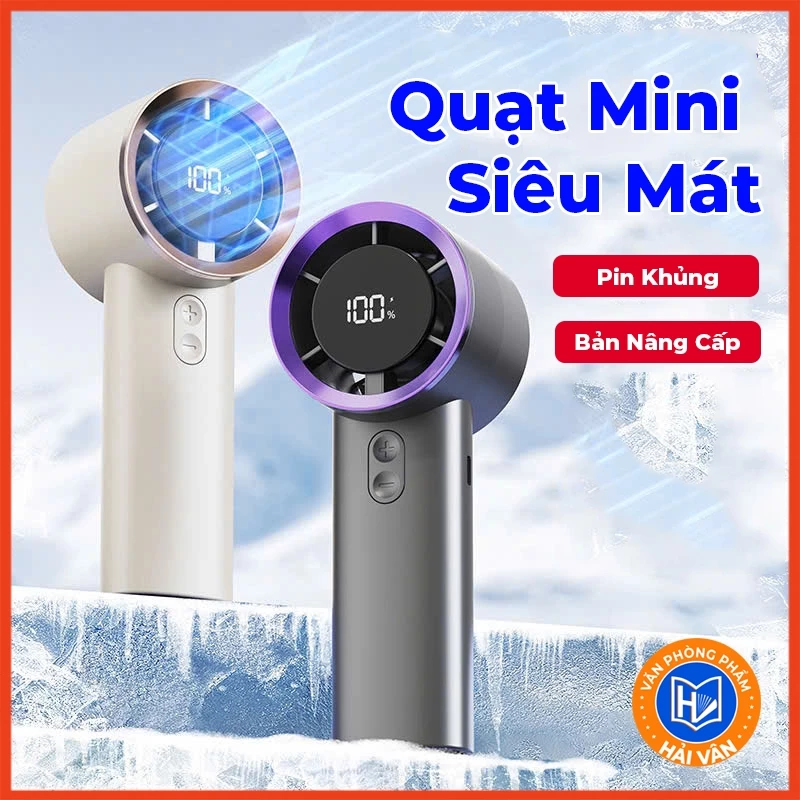 Quạt mini cầm tay M2 5000mAh di động  màn hình hiển thị pin có thể sạc gió mạnh 100 tốc độ turbo phản lực