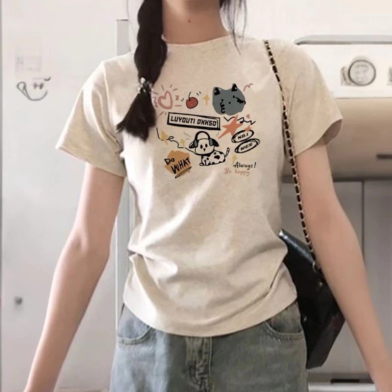 Áo Croptop babytee cổ tròn ,áo phông ngắn tay màu xám tiêu in hình cún music dễ thương chất thun tăm co giãn hottrend