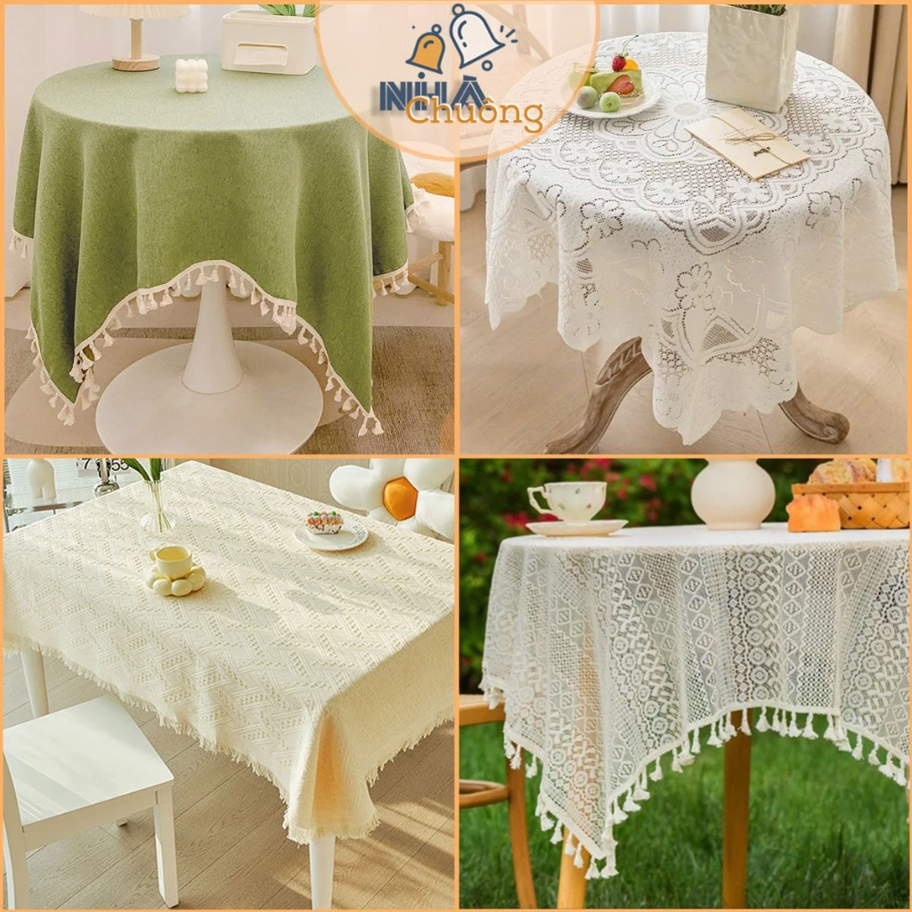 Khăn trải bàn ren hoa cho bàn chữ nhật, bàn tròn, bàn vuông nhiều kích cỡ