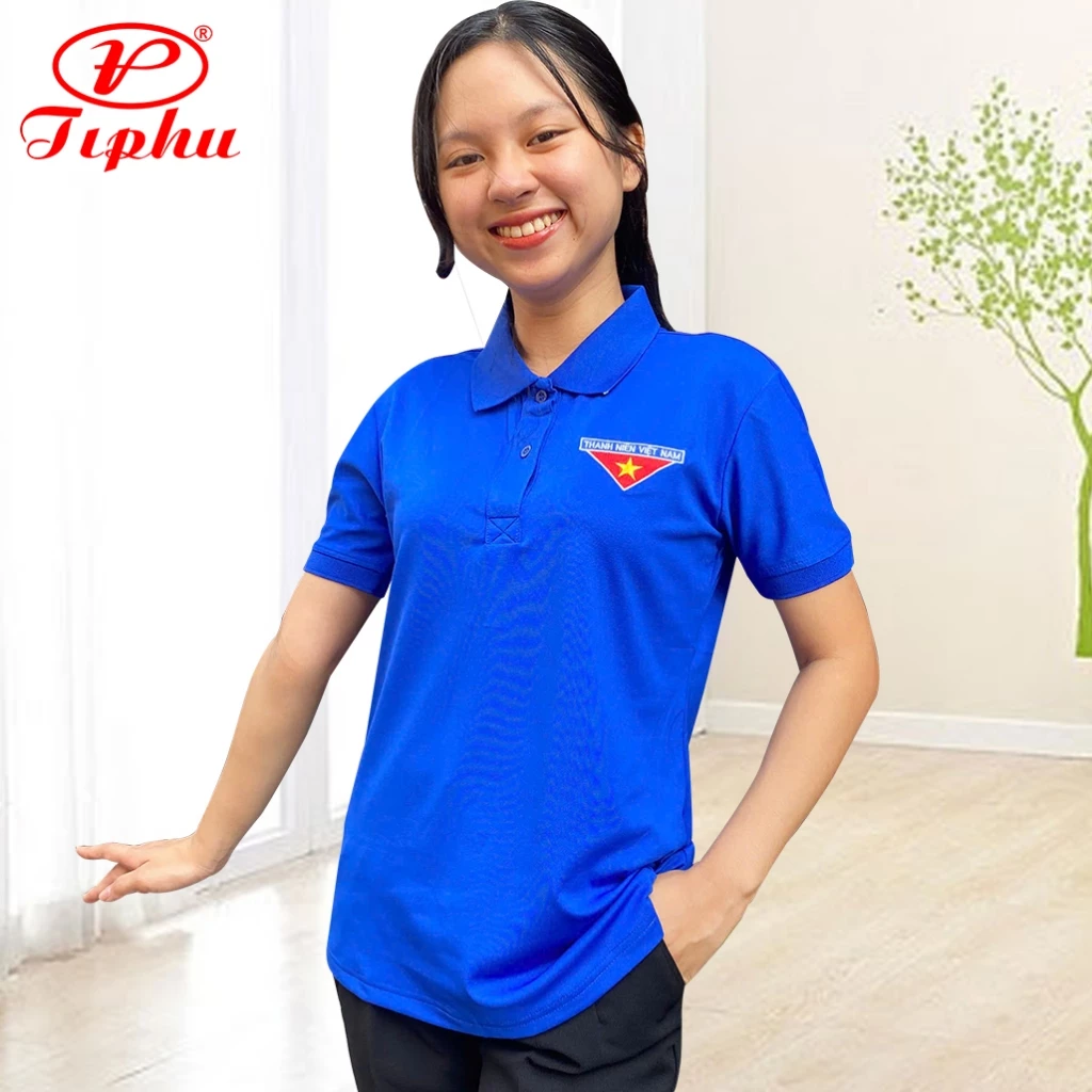 Áo Đoàn Thanh Niên cho nữ, vải thun lạnh co giãn, thêu logo cờ đỏ sao vàng, bigsize 80kg, Amazing