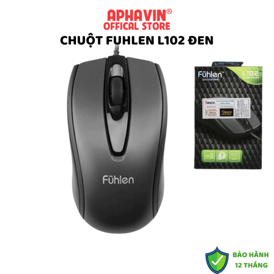 Chuột Có Dây Fuhlen L102 Chính Hãng 1000 DPI Optical USB - Dùng Cho Máy Tính Văn Phòng
