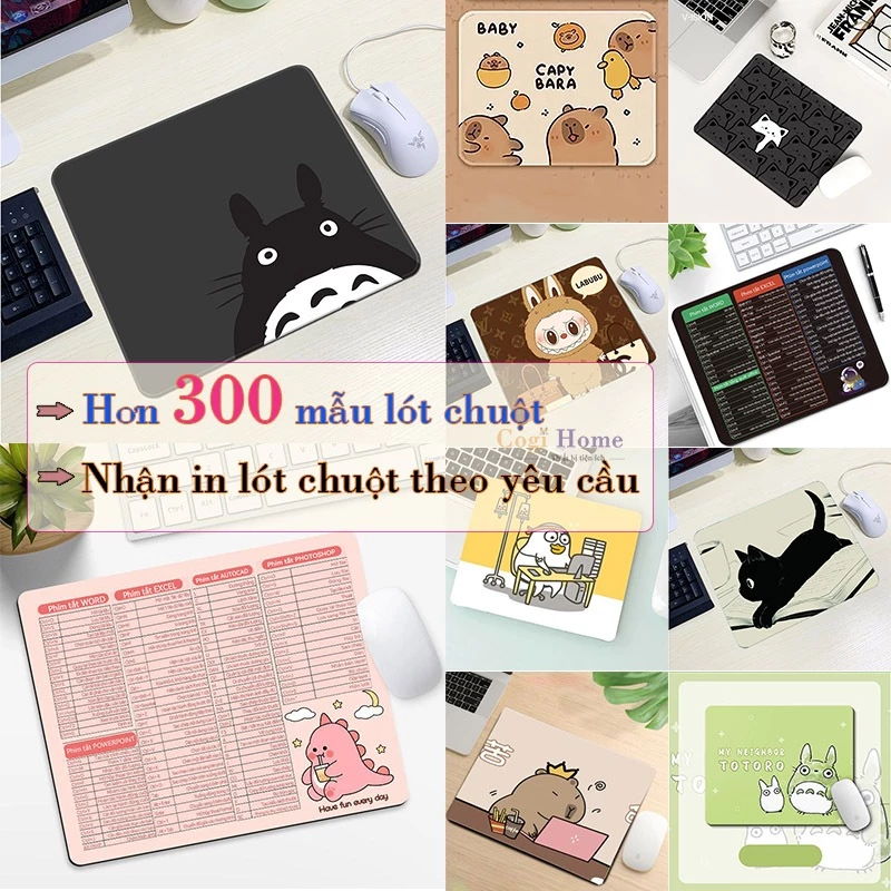 Miếng Lót Chuột Nhỏ 21x26cm, Tấm Lót Chuột Di Chuột Có May Viền Với Hơn 300 Mẫu