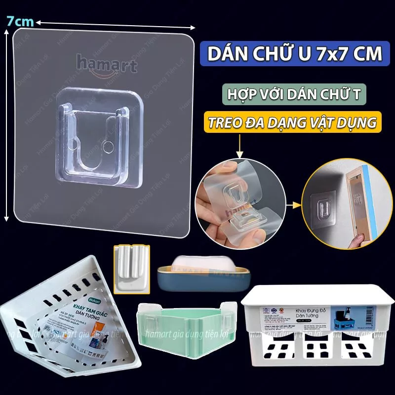Miếng Dán Chữ U Dính Tường Chịu Lực Treo Giá Kệ Nhựa Việt Nhật Hokori Kệ Góc Tam Giác Nhà Tắm