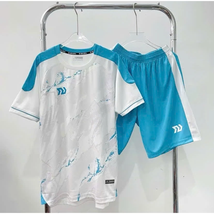 Bộ áo quần bóng đá,áo đá banh nam nữ blu xanh in tên số theo yêu cầu, áo thể thao chất liệu mè