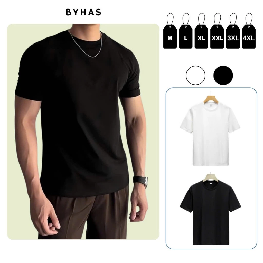 COMBO 2 Áo thun nam BASIC cổ tròn chất Cotton Lạnh Co Giãn, Regular Fit - Thanh Lịch Dáng Trẻ Trung Năng Động