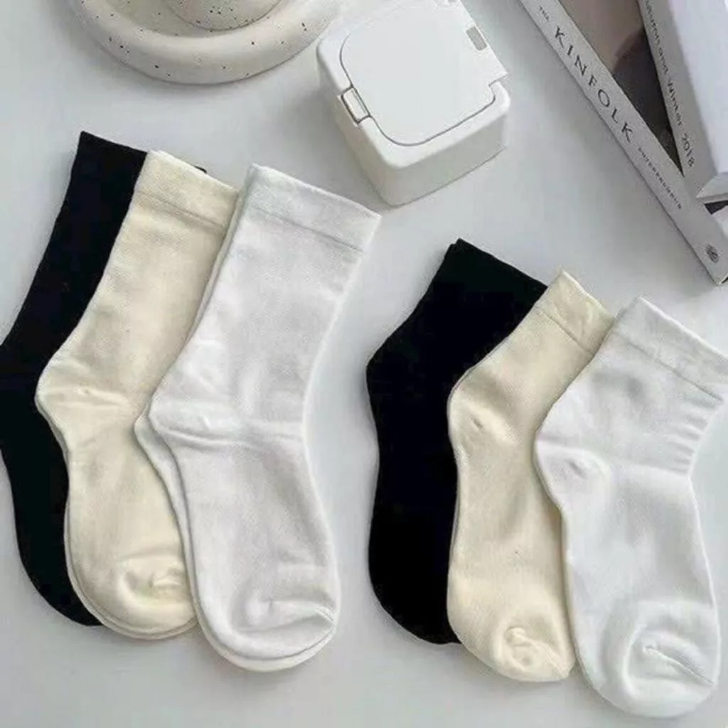 Set 10 Đôi Tất cổ cao Nữ  Basic trơn cao cấp 3 màu loại đẹp dầy dặn Ngẫu Nhiên Màu, Vớ Cao cổ nữ chất vải mềm mịn-giay