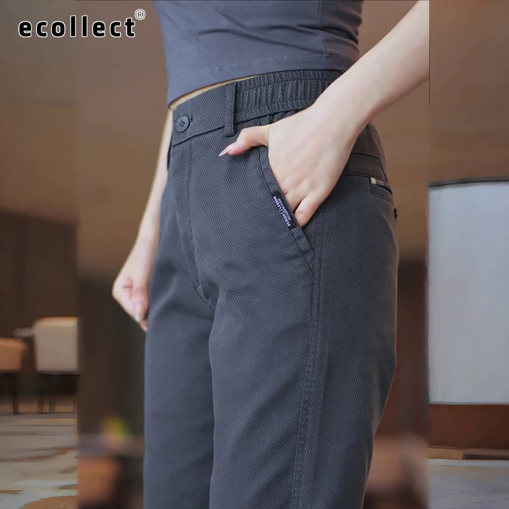 Quần Âu Nam Công Sở ECOLLECT QD19 - Quần Dài Dáng Suông Cạp Chun, Denim Co Giãn Thời Trang Xuân Hè 2025