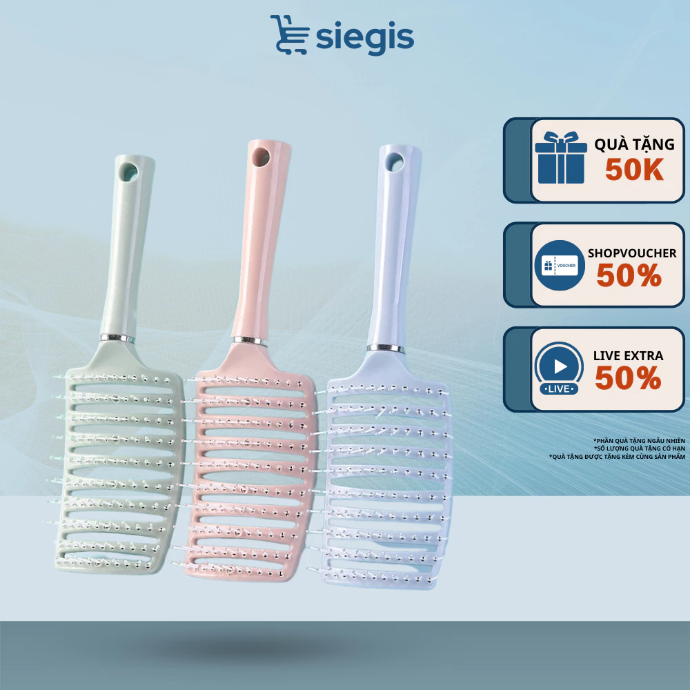 Lược Bán Nguyệt Chải Tóc Gỡ Rối - Lược Chải Tóc Làm Phồng Chân Tóc Mát Xa Da Đầu Tạo Kiểu Cho Nữ
