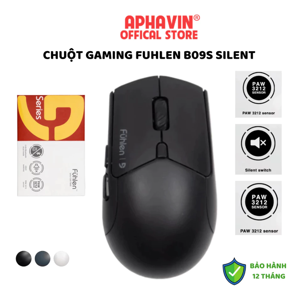 Chuột Gaming Không Dây Fuhlen B09S Xám Dual Modes Silent Switch Giảm Ồn- DPI 4000 - Chính Hãng BH12 Tháng
