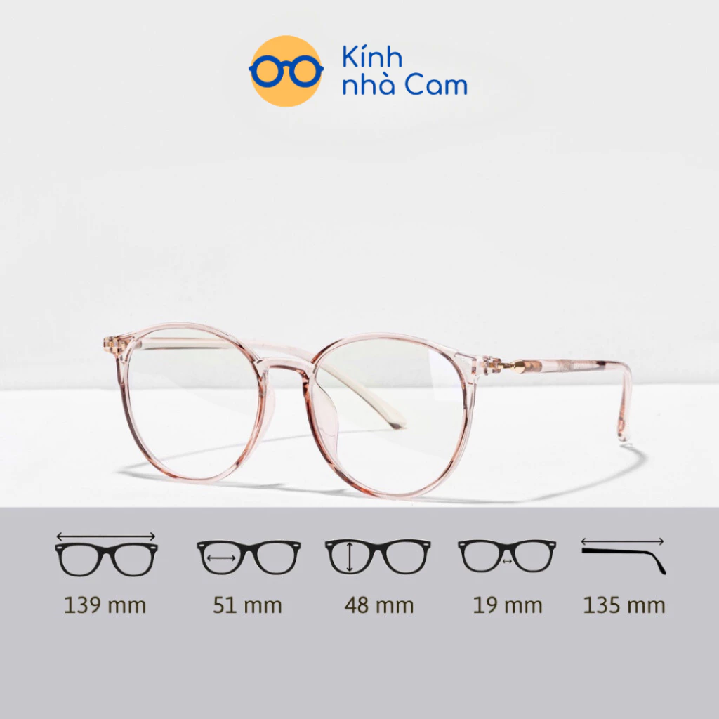 Gọng Kính Cận Tròn Nhựa Dẻo Hàn quốc (kèm hộp đựng), Gọng Kính Mắt Tròn Thời Trang nhiều màu FERADO