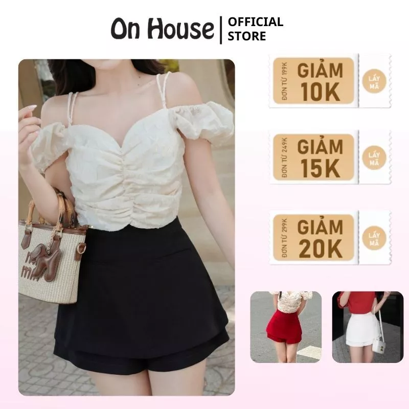 Quần váy ON House cách điệu chất gold gân cao cấp, form váy xoè chữ A hack hông đẩy eo có túi trước