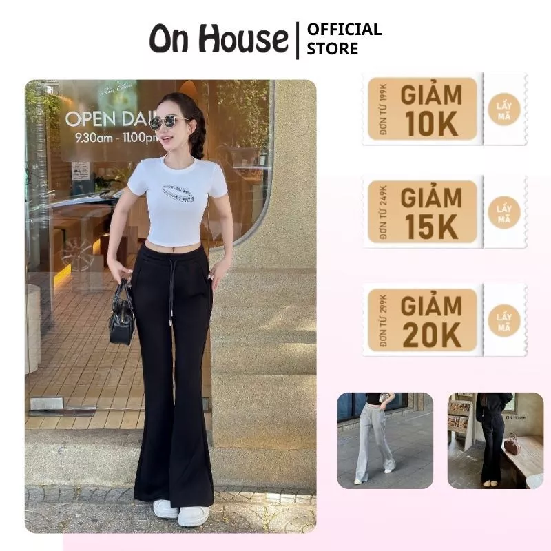 Quần thun ống loe vintage hack dáng nâng mông có túi, chất thun dày dặn, co giãn mặc mát On House