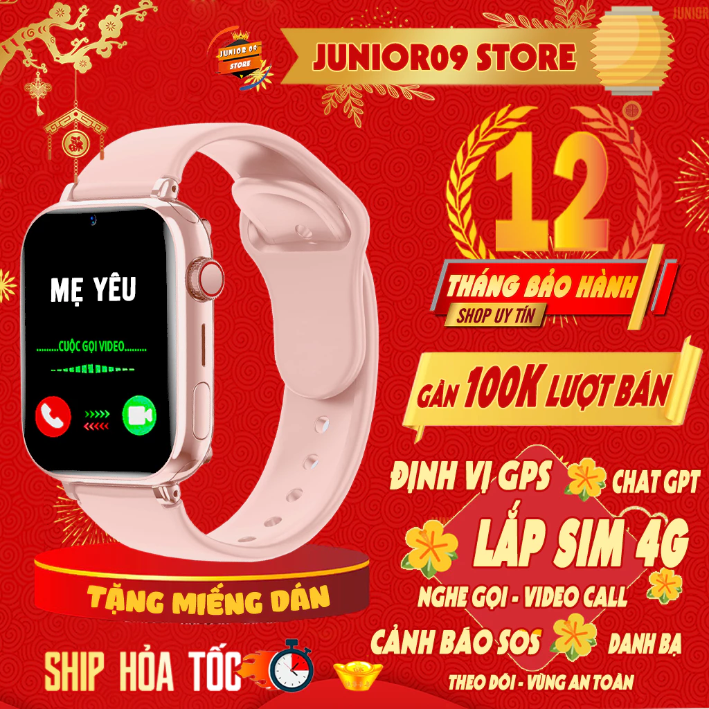 [ ĐỊNH VỊ GPS ] Đồng hồ thông minh Định vị trẻ em JUNIOR09 WATCH LUXURY | Lắp sim Nghe gọi độc lập | Video Call cho bé