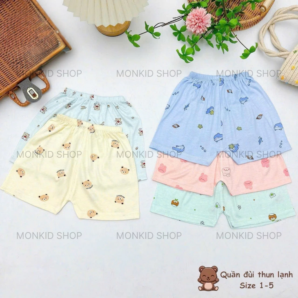 Combo 5/10 Quần ĐÙI Hè Chất Thun Lạnh, Bảng Màu Cho Bé Trai, Bé Gái Sơ Sinh 4-14kg